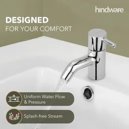 Hindware F280001CP Flora Pillar Type Water Tap, Wash Basin Tap, Brass with Chrome Finish | 12-Year Manufacturer Warranty image 1