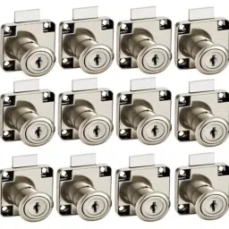 Smart Shophar Steel Kiwi Multipurpose Cabinet Drawer Lock for Cupboard Wardrobe Office Furniture Security Safe Locking Solution Durable Keys for Storage Units Safety & Durability Silver Pack of 12 image 1