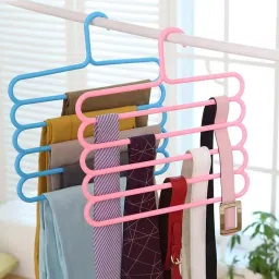 INOVERA (LABEL) Plastic Inovera 5 Layer Pants Clothes Hanger Wardrobe Storage Organizer Rack (Set Of 4), 33L X 1B X 32H Cm (Assorted Colour) image 4