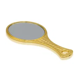 Victor Enterprises Portable Personal Makeup Plastic Oval Hand Mirror with Handle (Gold, 4 Inch) image 3