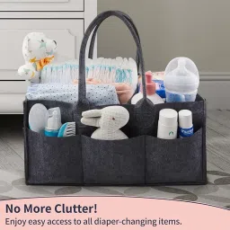 KESI ORNAMENTS Baby Diaper Caddy Organiser, Diaper Bag, Organiser, Portable Diaper Organiser, Felt Organiser with Removable Divider, for Car, Bedroom, Travel and Changing Table Storage Bin(Black) image 4