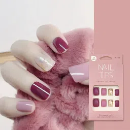 Nails Extension Kit Artificial Nail（Pack of 24）Press On Nails Everlasting French Tip False Nails Acrylic Full Fake Nail Tips Art Set With Nail Adhesive Stickers & Nail File(Style B) image 5