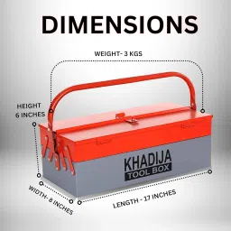 KHADIJA Metal 3 Compartment Tool Box (Red Grey) image 1