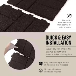 Playsafer Brick Rubber Interlocking Tiles | 16 X 16 | Easy Install for Indoor and Outdoor Use (Brown, 20 Tiles) image 4