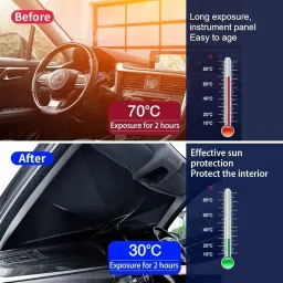 TEKCOOL Car Sunshade Windshield Cover, Umbrella Windshield Sunshade for Car Front Window Sun Protection & Heat Insulation Foldable Sun Shade Full Cover Sunshade for Most Vehicles, image 1