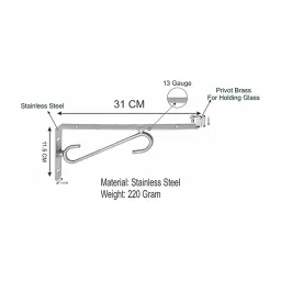 4ever Stainless Steel SL Type Shelf Bracket for Glass Shelves | Heavy Duty Stainless Steel Shelf Holders for Floating Wall Shelves (10 Inches, Pack of 2) image 2