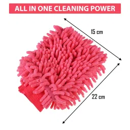 Kuber Industries Pack of 2 Multipurpose Microfiber Glove Duster for Home Cleaning | Soft & Reusable Dusting Cloth/Dust Cleaner - Ideal for Fans, Cars, Sofas & Furniture | Plain Pink image 2