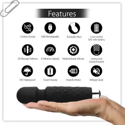 Rechargeable Body Massager for Women and Men/Handheld Waterproof Vibrate Wand Massage Machine with 20 Vibration Modes - 8 Speeds image 3