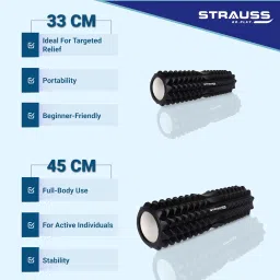 Strauss Grid Foam Roller | Eco-Friendly Spikes Foam Roller | Premium Eva Foam | Light Weight & Travel-Friendly Foam Roller for Relieve Muscle Tightness, Soreness & Inflammation (Black) image 2