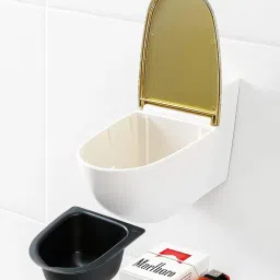 VTC Wall-Mounted Ashtray for Bathroom - Cigarette Holder | Ash Collector | Smoke Disposal box with Lid & Stroage Slot, Easy Clean Design image 1