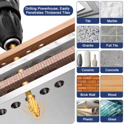 HPHOPE Upgraded Four-Flute Eccentric Drill Bit Set 5Pcs, New Hex Shank Ultra-Hard Carbide Triangle Drill, Multifunction Masonry Drill Bits Set, Four-Edged Serrated Concrete Drill Bit Set image 2