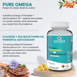 Naturyz 100% Vegan Flaxseed + Seabuckthorn Oil Capsules (60) image 3