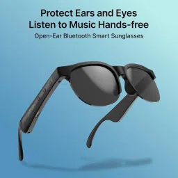 pTron Orbis Neo Smart Glasses w/Bluetooth V5.4, Open Ear Music, Handsfree Calls, Eye Protection, 7Hrs Playtime, Lightweight & Stylish Wireless Sunglasses, Connect with Phones/Tablets (Black) image 2