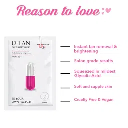 O3+ Facialist D-TAN Face Sheet Mask with Niacinamide for Hydrating & Glowing Skin| Reduces Dark Spots, Acne Scars, and Uneven Skin Tone (30g) - All Skin Types image 1