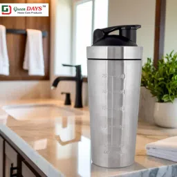 GREEN DAYS SS 304 Stainless Steel Gym Shaker with Steel Blender and Storage Containers| for Protein Powder, Supplement & Pill Storage | BPA Free, 750mL, Heavy Quality (Grey) image 5