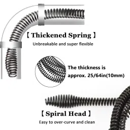 10mm Heavy-Duty Drain Auger Snake Cable with Drill Adapter - Flexible Plumbing Clog Remover for Kitchen, Bathroom, Toilet, Shower Sink & Pipe (6.5Ft/2M Drill-Powered Drain Cleaner) image 4