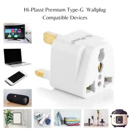 hi plasst pins n plugs Hi-Plasst India to UK Adapter (Type-G Plug) - 2pcs Pack - UK Converter for Indian Plugs & Devices, Dubai, Singapore, Malaysia - Travel Plug Adapter with Universal Socket (White) image 4