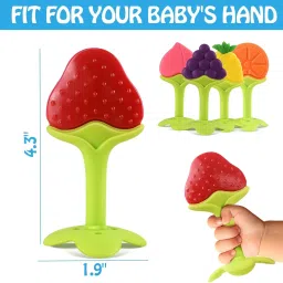 3 PCS Baby Teething Toys, Soft Fruit Teething Toys for Babies 0-6 Months 6-12 Months, Silicone Baby Teethers Stick Freezer Safe for Infants and Toddlers image 1