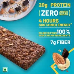 RiteBite Max Protein Active Choco Slim 20G Protein Bars [Pack Of 12] Protein Blend, Fiber, Vitamins & Minerals, No Preservatives, 100% Veg, No Added Sugar, For Energy, Fitness & Immunity - 402 Gm image 2