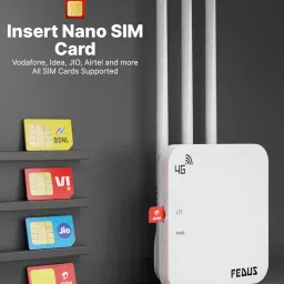 FEDUS 4G Router Mobile Sim Based with 5dbi Triple Antenna 150 Mbps Speed Plug and Play Unlocked Wi-Fi Router with SIM Card Slot No Configuration Required Support All 4G Sim Card, NVR, DVR, WiFi Camera image 3
