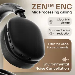 GOBOULT Newly Launched Fluid X Headphones Bluetooth Wireless with 60H Playtime, 40mm Bass Driver, Zen ENC Mic, Type-C Charging, Combat™Gaming Mode, BTv 5.4, Headphones Wireless with mic (Jet Black) image 4