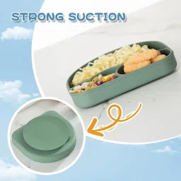 Sproutlets Silicone Feeding Set, 6-Piece Baby Led Weaning Set - Suction Plate, Bear Bowl, Cup, Spoon, Fork and Bib - BPA Free (Olive Green) image 4