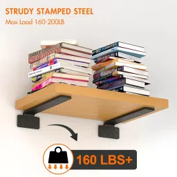 VANCASTLE Shelf Bracket, Floating Shelf Bracket 6 Inch , 6 Pack Heavy Duty Shelf Brackets, Metal Wall Shelf Brackets with 1/5 Inch Thick and Holds 160+lb, Brackets for Wood Shelves，Black image 2
