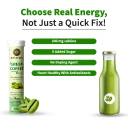 Jeevaveda Green Coffee Effervescent Tablets – Craving Control Formula with Green Coffee Bean Extract, Natural Caffeine, 400mg – 15 Tablets image 4