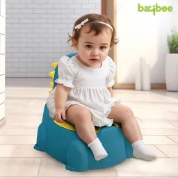 Baybee Western Toilet Potty Seat for Kids, Baby Potty Training Plastic Seat Chair with Ladder, Adjustable Step Height, Cushion Seat | Potty Seat for 1-8 Years Child (Dino Blue) image 3