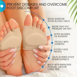 Forefoot Pad for Pain Relief, Metatarsal Gel Pad for Women & Men,1 Pair Hallux Valgus Foot Support Sleeves with Gel Pad,Comfortable & Breathable Ball of Foot Cushions Pad for High Heels,Beige image 5