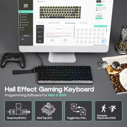 EPOMAKER HE68 Lite Hall Effect Gaming Keyboard, 8k Polling & 128K Scan Rate, 0.005mm Adjustable Trigger, 0.125ms Latency, 5-Layer Sound-Dampened, Snap Key, SOCD, A-RGB, Wired, Mac Software (Black) image 2