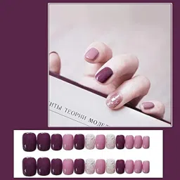 Nails Extension Kit Artificial Nail（Pack of 24）Press On Nails Everlasting French Tip False Nails Acrylic Full Fake Nail Tips Art Set With Nail Adhesive Stickers & Nail File(Style B) image 4