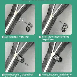 Removable Zipper Puller, 24-Piece Zipper Fixer Kit for Bags, Luggage, Jackets, Universal Zip Puller Replacement in Nylon/Metal Material image 3