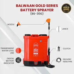 Balwaan Krishi Gold Series Battery Sprayer BS-30G 12 Volts x 12 Ampere Double Motor First Digital Battery Indicator|20 Litre Tank|Get a Free LED Bulb with 15 Feet Extension Cable, Battery Powered image 5