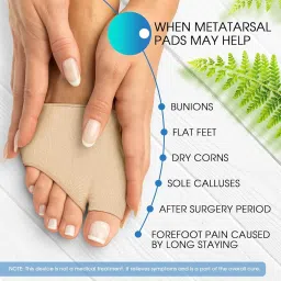 Forefoot Pad for Pain Relief, Metatarsal Gel Pad for Women & Men,1 Pair Hallux Valgus Foot Support Sleeves with Gel Pad,Comfortable & Breathable Ball of Foot Cushions Pad for High Heels,Beige image 1