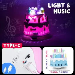 Zest 4 Toyz Bubble Cake Toy for Kids Bubble Machine with Colorful Lights & Stickers Rechargeable Bubble Blower Sings Happy Birthday Song Gift for Boys and Girls Age 3+ Multicolor image 2