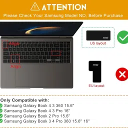 Capsa Keyboard Cover for Samsung Galaxy Book 4, 3 Pro 360 16", Pro & Ultra, 15.6" Keyboard Protector (Black) image 1