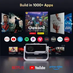 Wielio Projector with WiFi and Bluetooth, 1000+ Apps Installed, Electronic Focus & Auto Keystone, Low Fan Noise, Zoom, Native 1080P 4K Support Portable Mini Video Projector Outdoor Indoor image 2