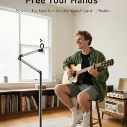 yantralay Magnetic Tablet Floor Stand, Aluminum Alloy Phone Holder Stand for Video Recording, Overhead Bed/Sofa Phone Mount Height Adjustable Ultra Stable Base for Magsafe/iPhone/Android/iPad image 3