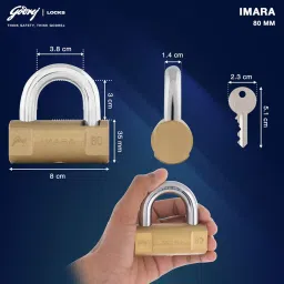 Godrej Locking Solutions and Systems Imara 80mm Brass Padlock 3 Keys (Brown, Painted Finish) image 4