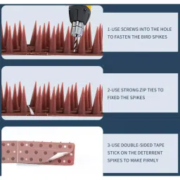 SPIKESTORE Pack of 5 Bird Spikes with Double Tape Spikes for AC/Balcony/Railing/Balustrades Protect Windows Against Pigeons for Children's Safety (White) image 3