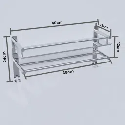Well Set Bathroom Shelf Single Layer Bottle Holder Shampoo Stand Multi Purposes Stainless Steel Wall Shelf (Medium), Wall Mount, Step Shelf image 4