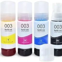 003 Ink Compatible for Epson Printers L3110, L3150, L3250, L3252 L3101, L3210, L3215, L3216, L3151, L3152, L3156, L5190 –4 Ink Bottle 70ml Each Bottle image 1