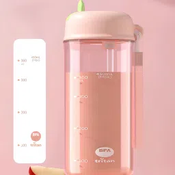 THE VENTI SHOTAY COOL Unbreakable Water Bottle with Sipper BPA Free Tritian, Leak-Proof Water Bottle Ideal for Office, Sports, School, Gym (450ML-Pink) image 2