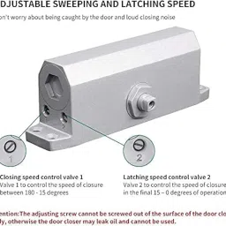 Volo® Automatic Hydraulic Double Speed Aluminium Door Closers Premium Heavy Duty for Residential/Commercial Purpose with Fitting Set (Color Silver) (Door Closer_45 Kg) image 3