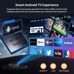 4K UHD Smart Projector with Built-in Apps WiFi Bluetooth, 1100ANSI Lumen Bright Indoor Daylight Projector 4K Support Ceiling Mounted Rear Proyector, for HDMI USB Netflix YouTube TV Video Movie Games image 5