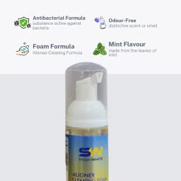 Snow White Aligner Cleaning Foam | Mint Flavor | Antibacterial Formula for Clear Aligners & Retainers | Odor-Free | Portable & Easy to Use | (70ml) (Pack of 3) image 1