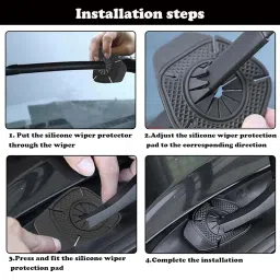 3 Pairs Car Wiper Hole Protector Pad, Windshield Wiper Blade Protection,Durable Silicone Material, Easy Installation for Car Wiper Hole Protector Suitable for Most Cars(black) image 3