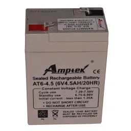 Amptek AT6-4.5 6V 4.5AH SMF/VRLA Battery | Sealed Lead Acid Battery | Strong ABS | Wide Temperature Range | Battery for Electronic Weighing Scales | Medical Electronic Test Equipments image 1