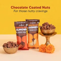 EAT BETTER CO Anmol Rakhi Gift Hamper - 7 Items Combo Pack - Chocolate Coated Almonds & Cashews - Four Packets Of Dry Fruits With Roli, Chawal & Rakhi | Raksha Bandhan Box For Brother image 3